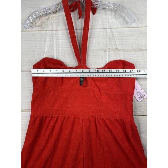 Wild Fable Shortall Womens L Red Terry Cloth Short Romper Halter Beach NWT! - Picture 4 of 11